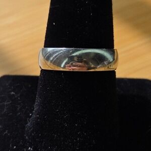 Unisex Silver Tone Polished Dome Wedding Band Ring Size 10 6mm High Shine